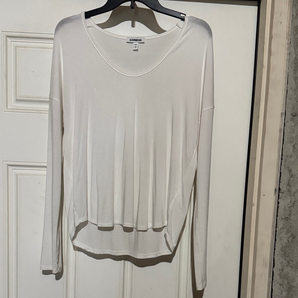 Express Women's White Long Sleeve Blouse